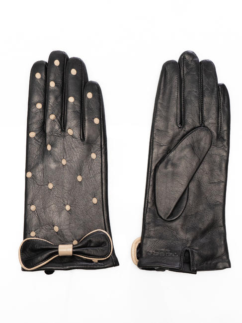 TOSCA BLU guanto in pelle pois e fiocchetto  negro - Guantes