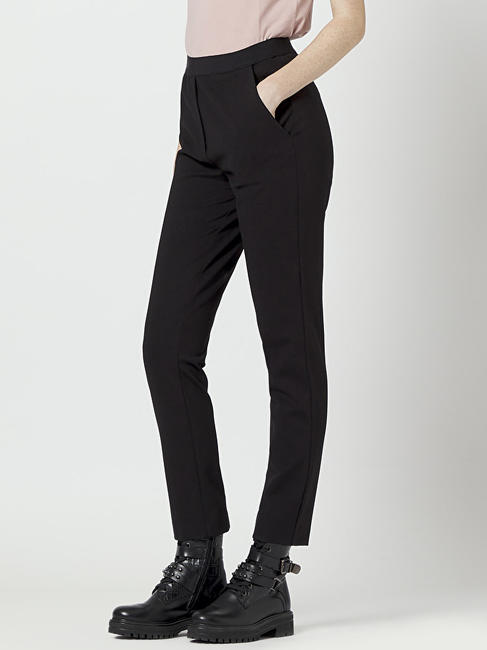 MANILA GRACE NEW YORK Pantalón de color liso negro - Pantalones de mujer