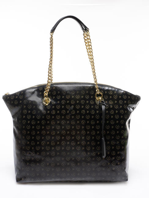 POLLINI HERITAGE  Bolso bandolera en lona vitrificada y piel negro - Bolsos Mujer