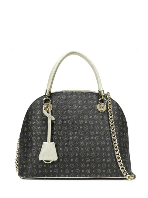 POLLINI Heritage Classic Dome bag de mano, con bandolera Negro / marfil - Bolsos Mujer