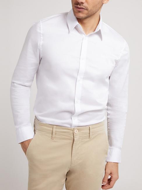 GUESS SUNSET sunset camicia manica lunga Camisa de algodón elástico purwhite - Camisas de hombre