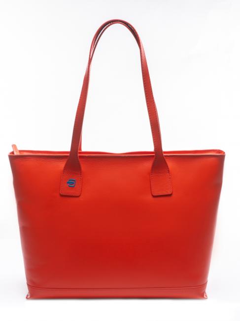 PIQUADRO BLUE SQUARE BLUE SQUARE Out, Shopping Bag en piel ROJO - Bolsos Mujer