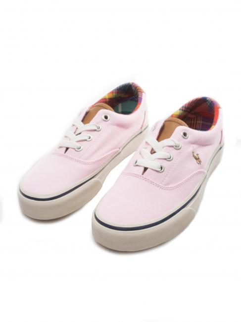 RALPH LAUREN KEATON PONY Zapatilla de lona rosa carmelo / madrás - Zapatos Mujer