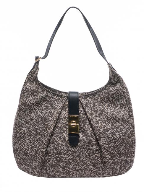 BORBONESE HOBO CORTINA MEDIUM Bolso bandolera mediano OP / NATURAL / NEGRO - Bolsos Mujer