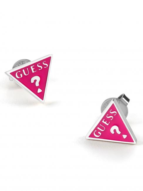 GUESS FUCHSIA TRIANGLE LOGO STUDS Aretes SILVER - Pendientes