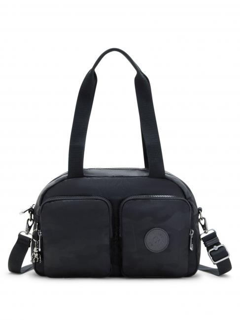 KIPLING COOL DEFEA Bolso bandolera mediano camuflaje negro en relieve - Bolsos Mujer