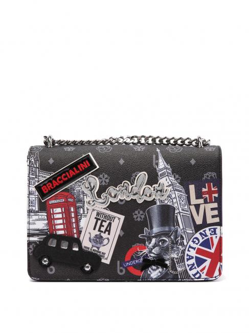 BRACCIALINI CARTOLINE LONDON bolsa de hombro negro - Bolsos Mujer