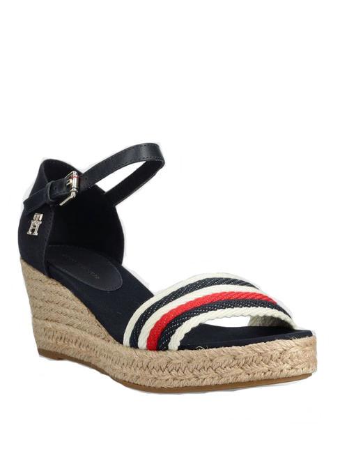 TOMMY HILFIGER MID WEDGE CORPORATE Sandalias de algodón espacio azul - Zapatos Mujer