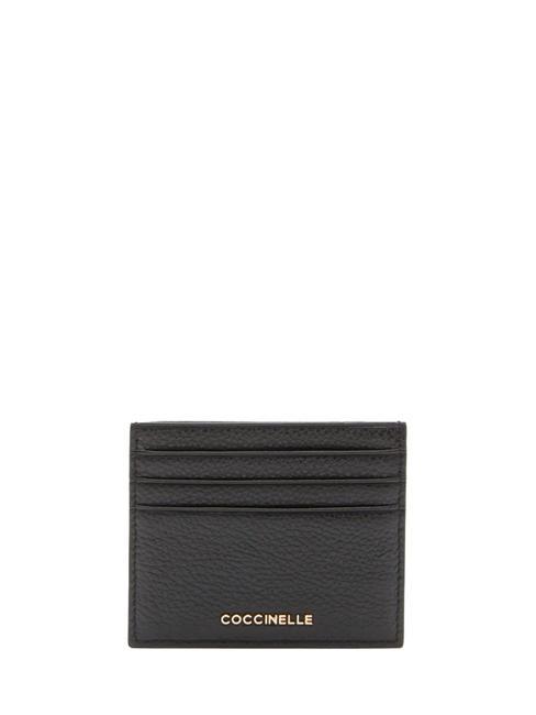 COCCINELLE METALLIC SOFT Tarjetero plano en piel negro - Carteras Mujer