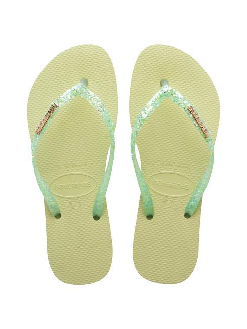 HAVAIANAS SLIM GLITTER FLOURISH Chanclas de goma jardín verde - Zapatos Mujer