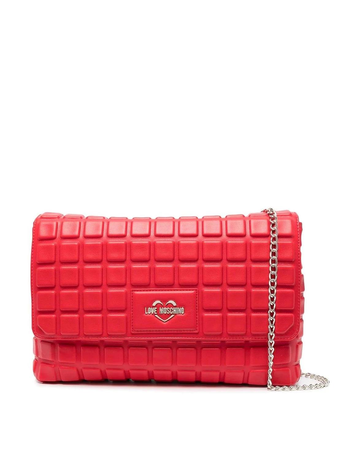 Love Moschino Square Embossed Bolsa De Hombro Rojo - ¡Compra A Precios De  Outlet!