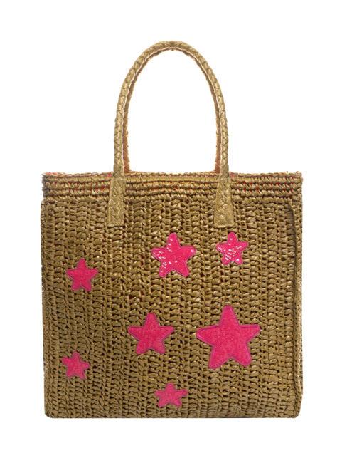 SUN68 BEACH Bolso de playa de rafia arena/fucsia fluorescente - Bolsos Mujer