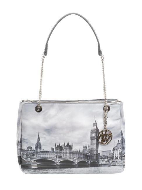 YNOT FASHION bolso de hombro con dije gris londres - Bolsos Mujer