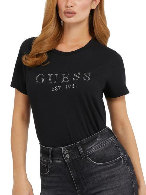 GUESS 1981 Camiseta con logo y pedrería jetbla - camiseta