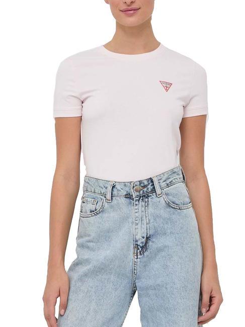 GUESS MINI TRIANGLE Camiseta slim fit rosa de bajo perfil - camiseta