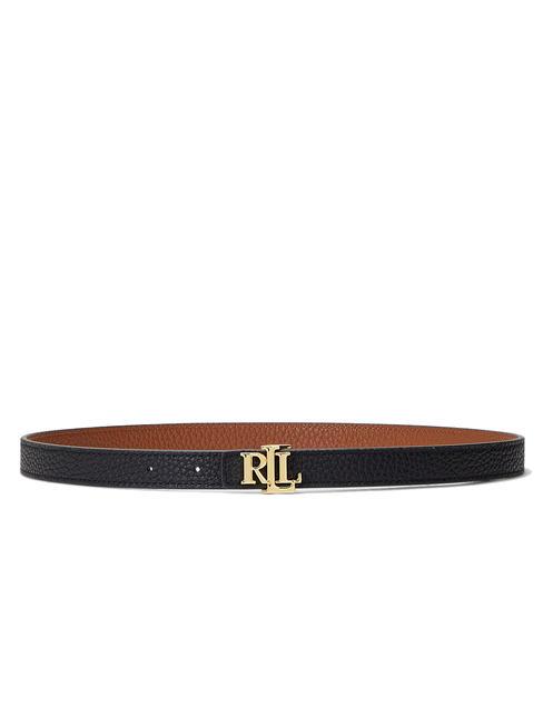 RALPH LAUREN RL LOGO cinturón de piel reversible negro/lauren bronceado - Cinturones