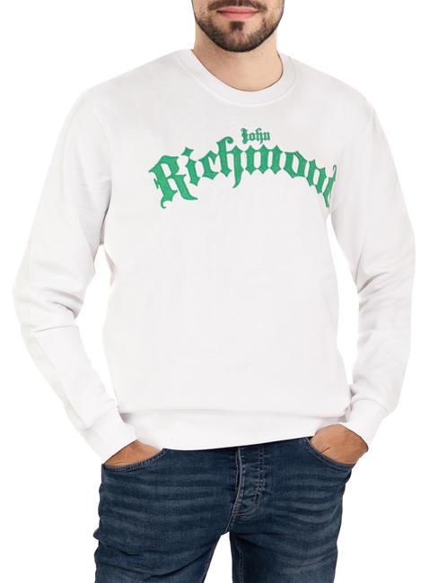 JOHN RICHMOND MALION Sudadera de algodón con cuello redondo blanco/verde - Sudaderas