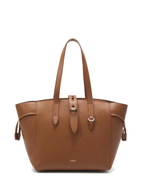 FURLA NET Bolso shopper pequeño de piel coñac - Bolsos Mujer