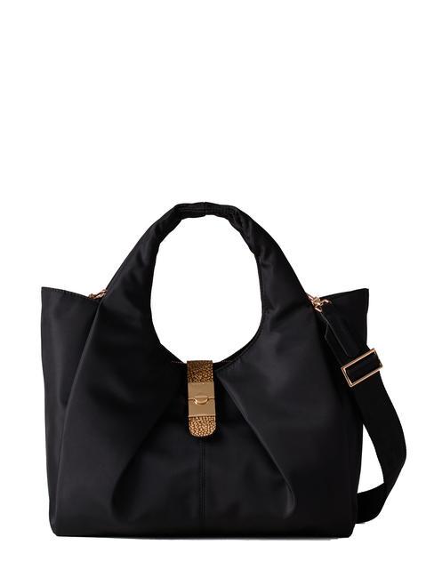 BORBONESE CORTINA Bolso de nailon con bandolera OP NEGRO / NATURAL - Bolsos Mujer