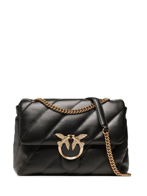 PINKO BIG LOVE PUFF Bolso de napa negro-oro antiguo - Bolsos Mujer