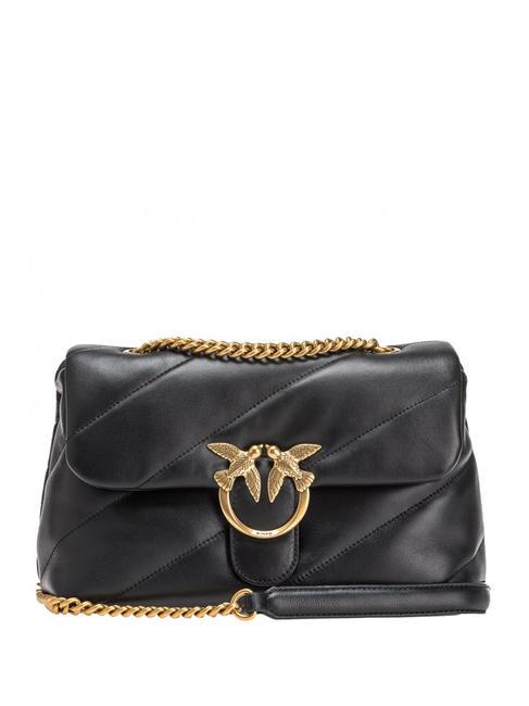 PINKO CLASSIC LOVE PUFF Bolso de napa negro-oro antiguo - Bolsos Mujer