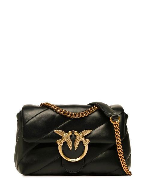 PINKO MINI LOVE BAG Bolsa de napa negro-oro antiguo - Bolsos Mujer