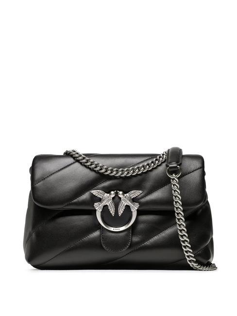 PINKO CLASSIC LOVE PUFF Bolso de napa negro-plata vieja - Bolsos Mujer