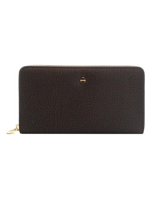 BORBONESE CLASSICA Cartera con cremallera alrededor marrón oscuro/negro - Carteras Mujer