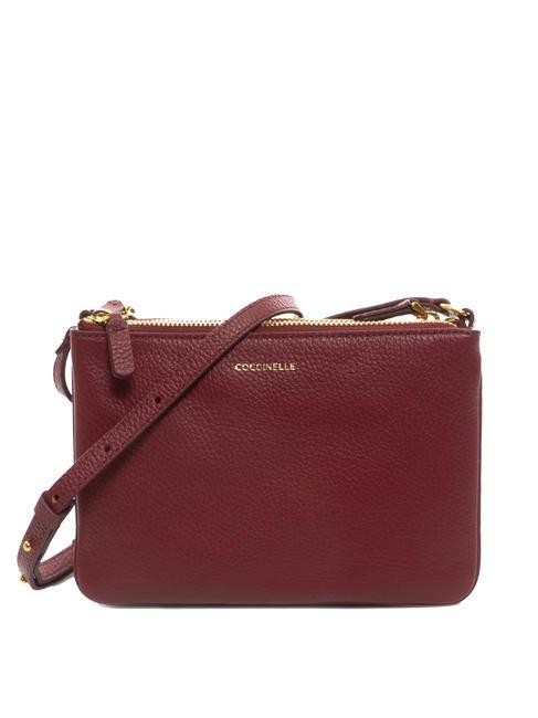 COCCINELLE TRINITY Minibolso de piel con textura rojo granate - Bolsos Mujer