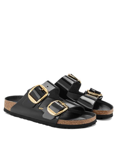 BIRKENSTOCK ARIZONA Big Buckle Sandalia babucha de piel brillo negro - Zapatos unisex