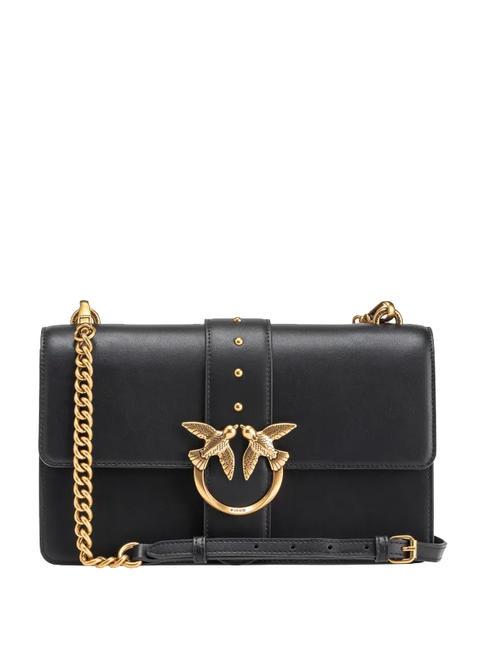 PINKO CLASSIC LOVE BAG Una simple bolsa negro-oro antiguo - Bolsos Mujer