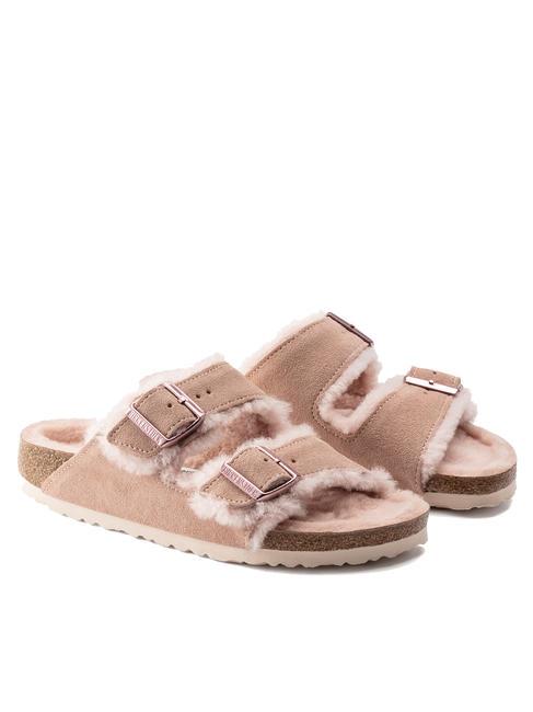 BIRKENSTOCK ARIZONA SHEARLING Sandalia de piel y pelo rosa claro - Zapatos Mujer