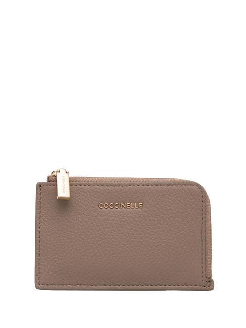 COCCINELLE METALLIC SOFT Tarjetero / Monedero en piel topo cálido - Carteras Mujer