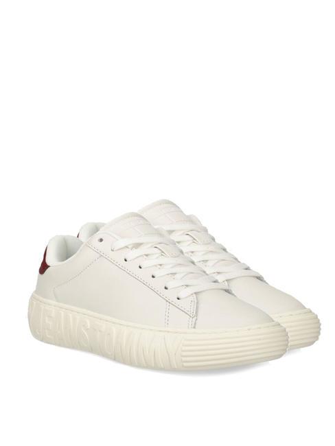 TOMMY HILFIGER TJ NEW CUSPOLE Zapatillas de cuero crudo / rojo - Zapatos Mujer