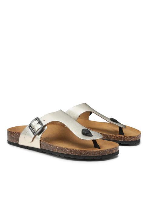 DOCKSTEPS VEGA 2290 Sandalia flip flop en piel laminada platino - Zapatos Mujer