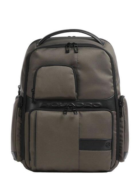 PIQUADRO WOLLEM Mochila para portátil de 15,6" en tela y piel VERDE - Mochilas para portátil