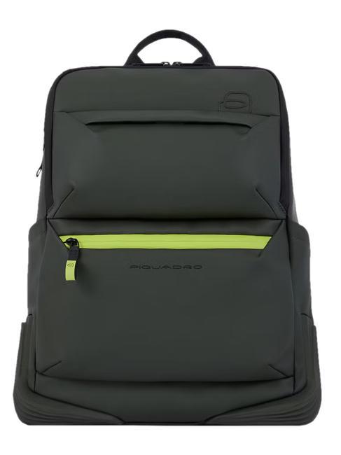 PIQUADRO CORNER Mochila de tejido engomado, soporte para portátil de 14" VERDE - Mochilas para portátil