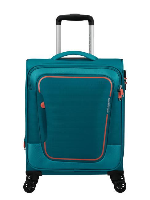 AMERICAN TOURISTER PULSONIC Equipaje de mano inteligente ampliable verde azulado de piedra - Equipaje de mano