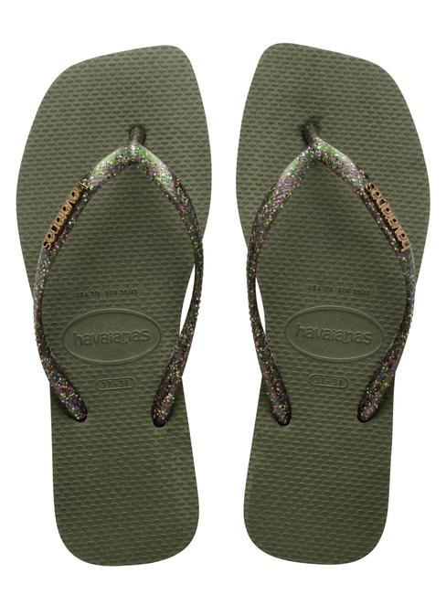 HAVAIANAS SQUARE LOGO Chancletas verde - Zapatos Mujer