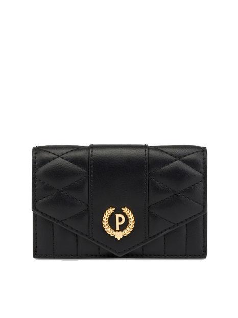 POLLINI CHECK AND LINES Cartera tarjetero con cremallera negro - Carteras Mujer