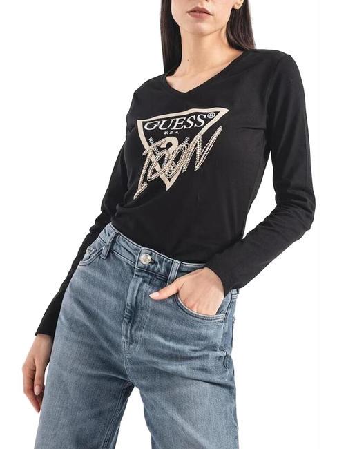 GUESS ICON camiseta con lentejuelas jetbla - camiseta