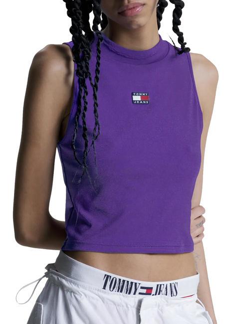 TOMMY HILFIGER TOMMY JEANS Crop badge Tapa de poliéster reciclado universidad púrpura - camiseta