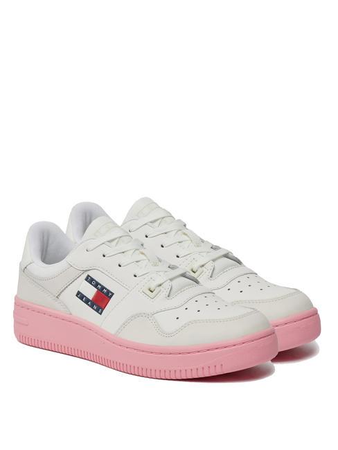 TOMMY HILFIGER TOMMY JEANS Retro Basket Essential Zapatillas de piel alerta crudo / rosa - Zapatos Mujer