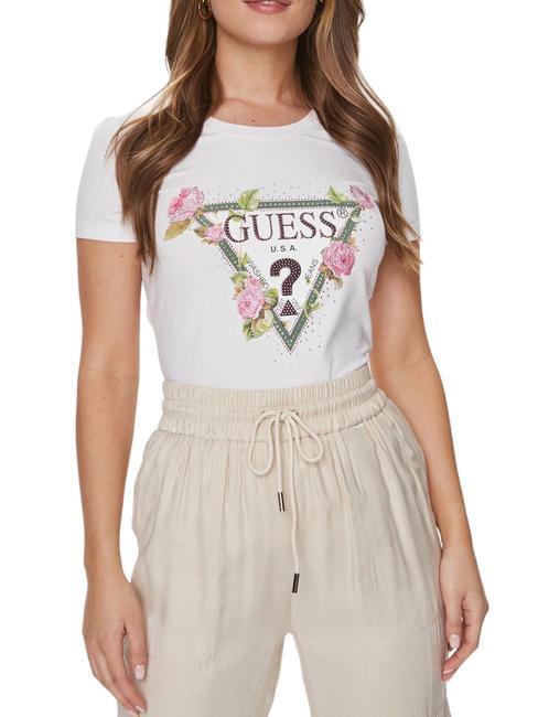 GUESS FLORAL TRIANGLE camisetas purwhite - camiseta