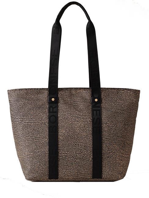 BORBONESE SHOPPER MEDIUM ECO LINE Bolsa de la compra OP / NATURAL / NEGRO - Bolsos Mujer