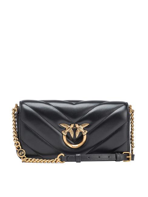 PINKO LOVE CLICK Bolso baguette mini de piel negro-oro antiguo - Bolsos Mujer