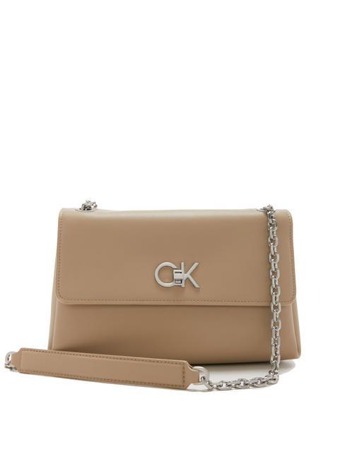 CALVIN KLEIN RE-LOCK Bolso de hombro/bandolera visón plateado - Bolsos Mujer