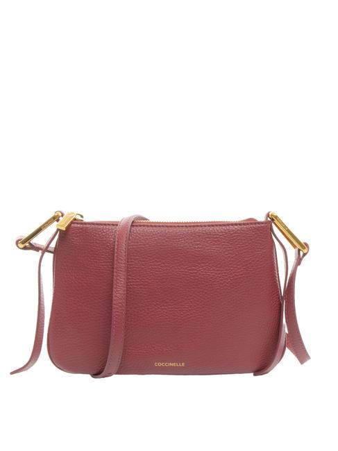 COCCINELLE MAGIE Bolso bandolera pequeño de piel rojo granate - Bolsos Mujer