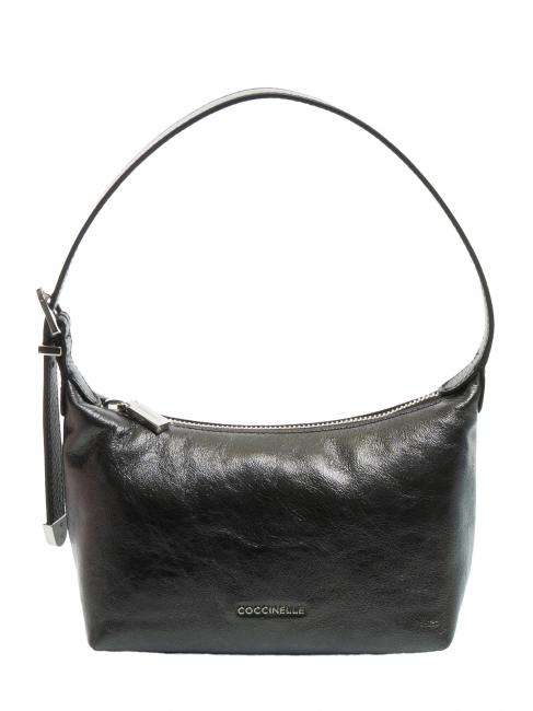 COCCINELLE GLEEN PEPITA Bolso bandolera de piel nacarada negro - Bolsos Mujer