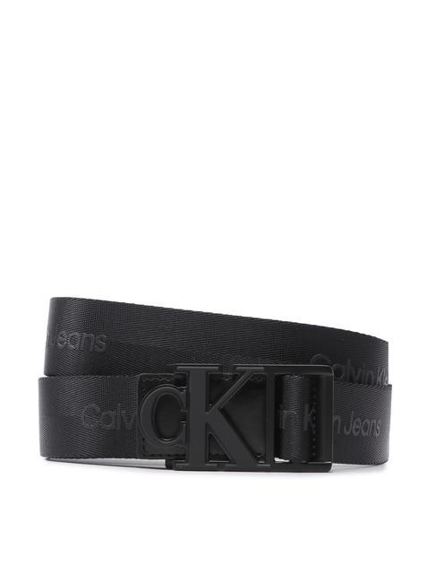 CALVIN KLEIN CK JEANS Monogram Cinturón de poliéster reciclado negro - Cinturones